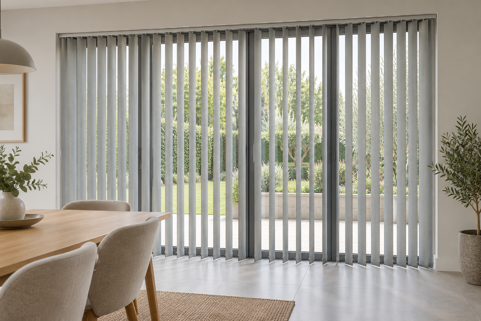 Vertical blinds across a patio door